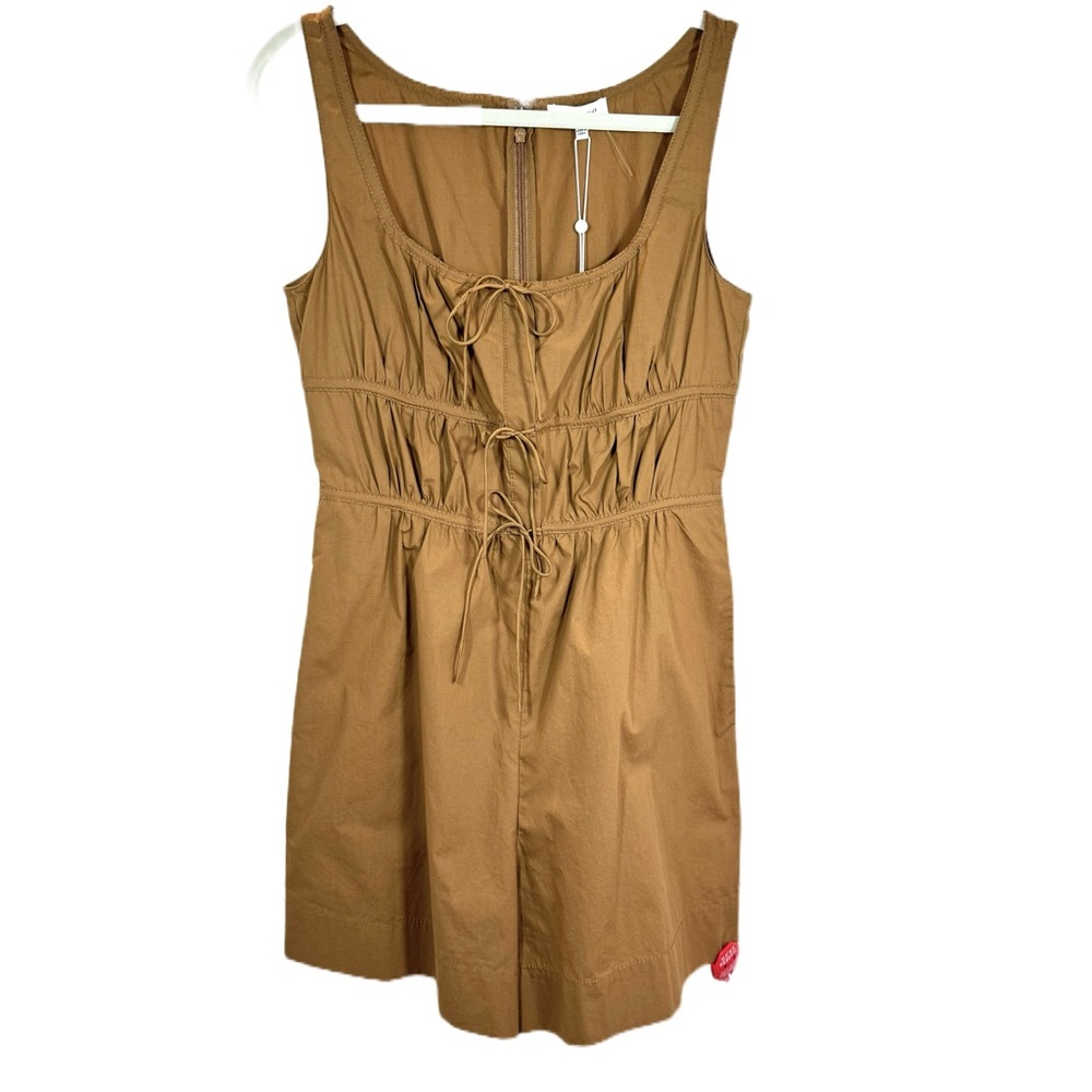 REBECCA TAYLOR Poplin Romper NWT Size 4  Cotton With Silk Trim Sleeveless Brown